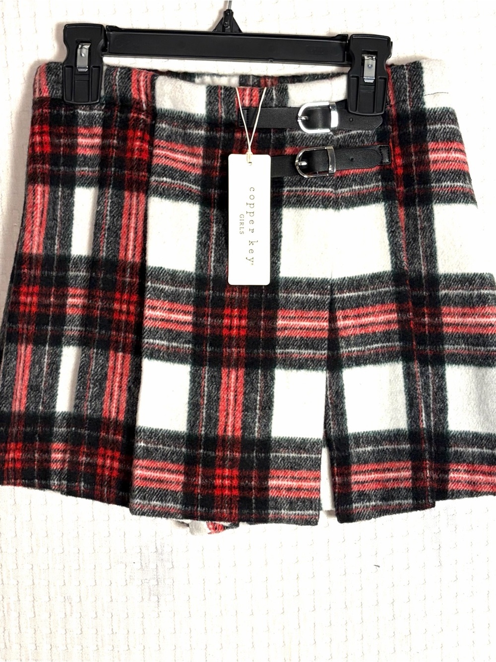 NEW Copper Key Girls XL 16 Plaid Skirt Skort Faux Wrap Flannel School Holiday